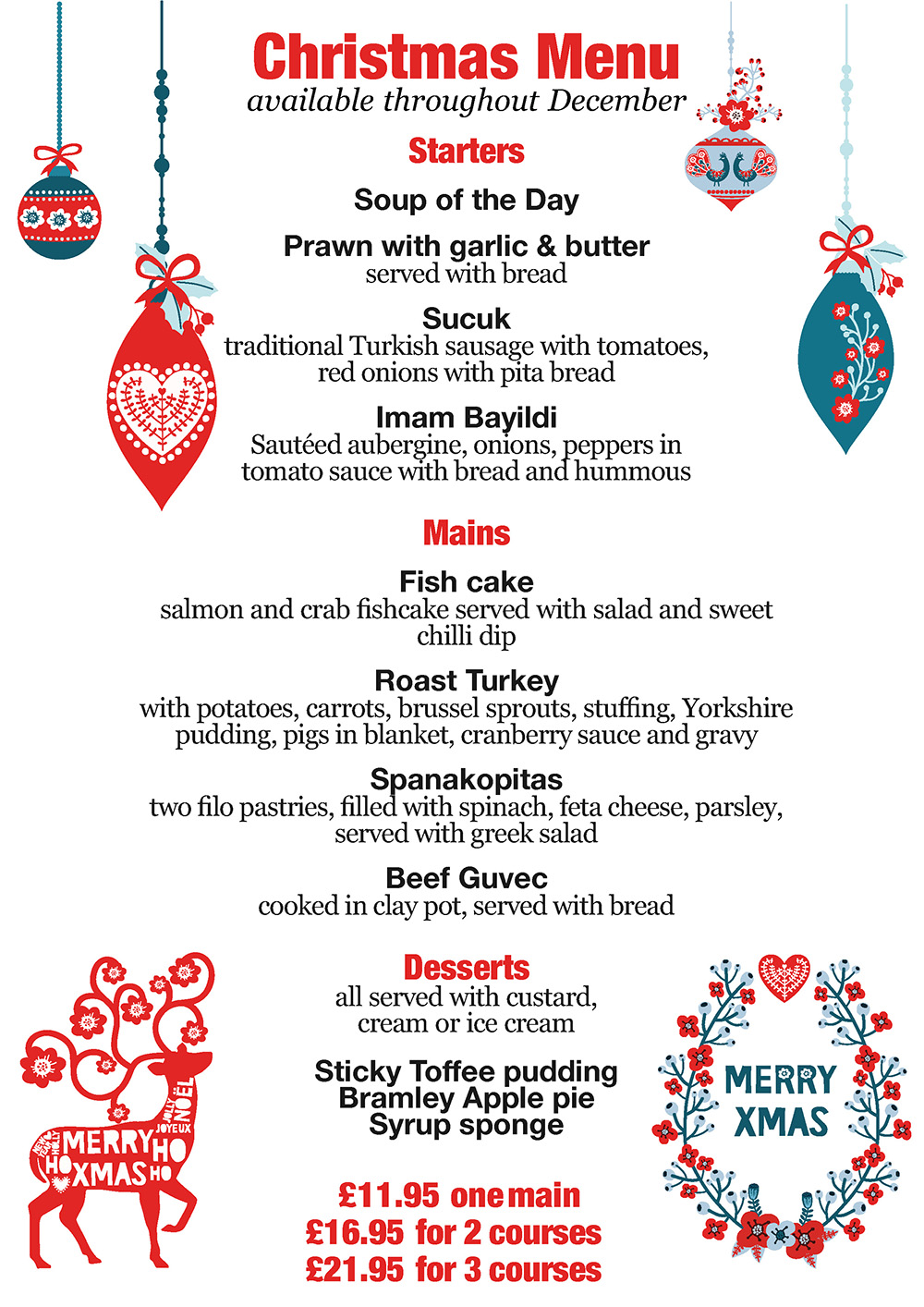 The Old Mill Coffee House - Christmas menu
